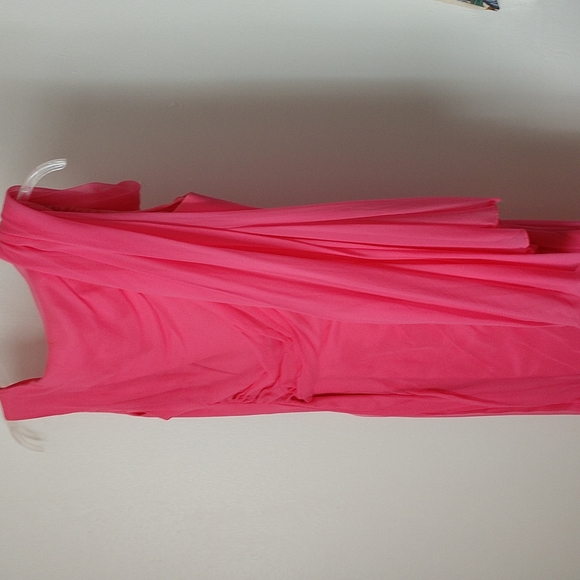 #6 PRICE REDUCED 50-60s VINTG Salmon SILK CHIFFON CocktailDresswAttached Sheath - Picture 2 of 10